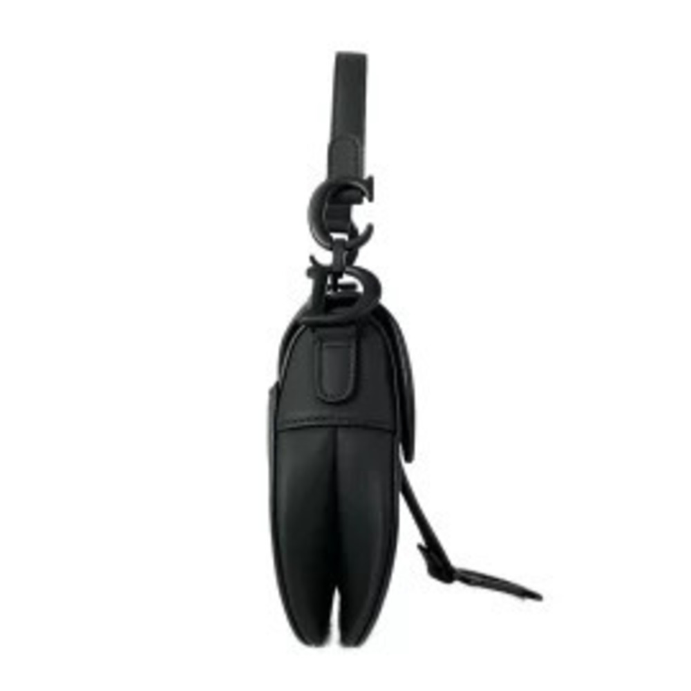 Christian Dior Saddle Bag Handbag Black Leather
